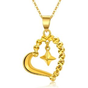 SISGEM Solid 18K Gold Heart Necklace for Women, Real Gold Hollow-out Love Heart Pendant Jewelry Anniversary Christmas Gifts for Her, Mom, Wife, Girls