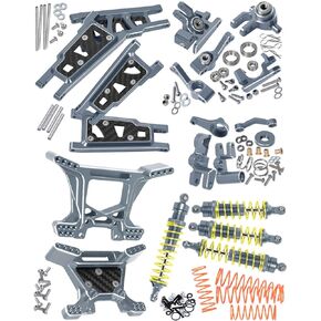 ترقيات جزء لـ 1/10 Rustler 4x4 (VXL)، سبيكة ممتص الصدمات RC، ذراع التعليق، كتلة العجلات، كتل التوجيه، حاملات المحور الخلفي، كرنك جرس التوجيه، برج الصدمات، أحمر