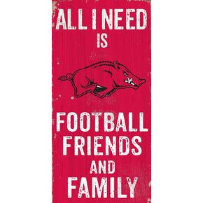 Fan Creations Arkansas Razorbacks 6" x 12" All I Need is Football, Friends, and Family Wood Sign