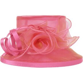 Women Elegant Derby Church Tea Party Dress Hat Fascinator with Peacock Feathers (Pink)