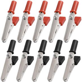 10 Pcs 50mm Plastic Handle Test Probe Metal Alligator Clips