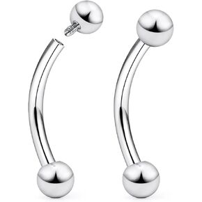 16g/18g/20g Titanium Internally Threaded Eyebrow Piercing Jewelry Vertical Labret Lip Jewelry Curved Barbell Tiny Eyebrow Ring Rook Earring Small Belly Button Ring for Women Men