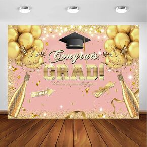 Avezano Congrats Grad Backdrop for Class of 2024 Congratulate Graduation Party Decorations Photography Background Grad Celebration Prom Party Photoshoot Supplies (7x5ft, Black)
