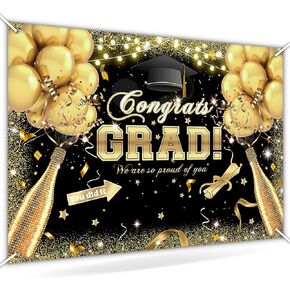 Avezano Congrats Grad خلفية لفئة 2024 تهنئة حفلة التخرج ديكورات التصوير الفوتوغرافي خلفية Grad Celebration حفلة موسيقية لوازم التقاط الصور (7 × 5 قدم، أسود)