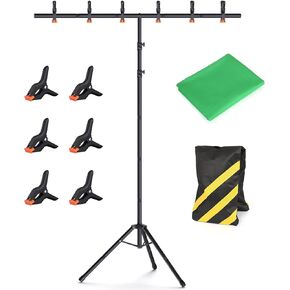 Green Screen Backdrop Kit with Stand, 8x7.2ft Portable Green Screen Backdrop, T-Shape Green Screen Stand Kit for Video and Photography Shoots (8 * 7.2FT)