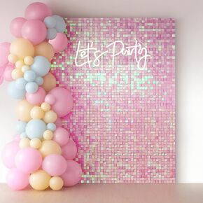 24Pcs Rainbow-Blue Shimmer Wall Backdrop Decoration, 12 * 12 inch Panels Shiny Sequins Photo Background for Balloon Garland Arch Kit Birthday Wedding Engagement Baby Shower Party Supplies