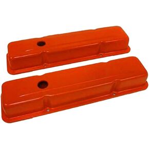 1958-86 Compatible/Replacement for Chevy Small Block 283-305-327-350-400 Short Steel Valve Covers - Orange