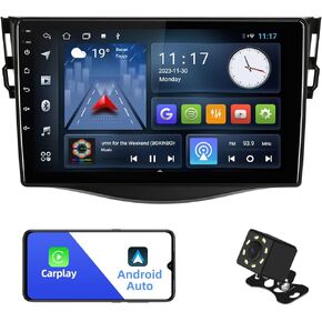 2+32G Android 10 Double Din Car Stereo for Toyota RAV4 2006 2007 2008 2009 2010 2011 2012 with 9-Inch Touchscreen Radio Built-in Wireless Carplay/Android Auto/GPS/Bluetooth/FM/Backup Camera