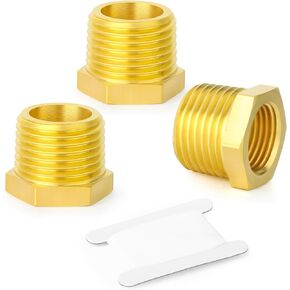 12PCS 1/4" NPT Male x 1/8" NPT Female Adapter, Reducer Bushing Brass Hex Thread Pipe Fitting