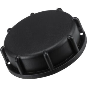 MECCANIXITY IBC Tank Adapter 55mm ID Coarse Female Thread Plastic Water Tote Solid Cover Lid Cap with Gasket, Black Pack of 2