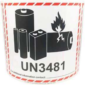 UN3481 ملصقات تحذيرية لبطارية الليثيوم مقاس 4.5 × 5 بوصة 500 ملصق لاصق in Kuwait