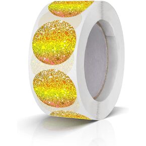 Round Stickers Gold 1 Inch Circle Labels Color Coding Glitter Shiny Dot Sticker Waterproof Removable Roll of 500