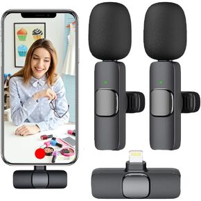 Wireless Lavalier Microphone for iPhone&iPad, Mini Clip Mic for Video Recording,Lapel Tiny Microphones for Youtubers Content Creator in Saudi Arabia