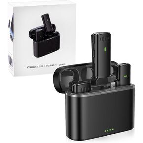 Wireless Lavalier Lapel Microphone for iPhone with Charging Case, Mini Microphone with Noise Cancellation Voice Changing, 7H Battery, Recording Mic for Video, Podcast, Interview, Vlog, YouTube
