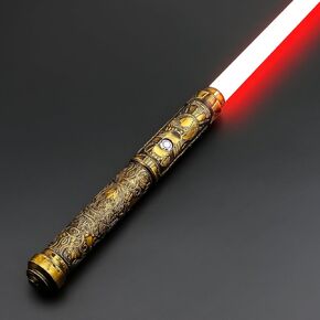 Lightsaber Dueling Light Saber with 12 RGB Colors 16 Sound Fonts Smooth Swing Motion Control Force FX Lightsabers Cosplay Props(1 Pack, Gold)