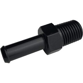 1/4 NPT Male to 6AN 3/8 Hose Barb Fuel Fitting Aluminum Adapter Straight Black