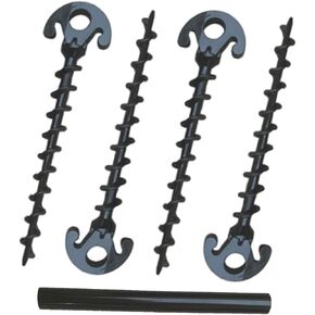 Red Suricata Ground Anchor Screws - Ultra Strong Sun Shade Canopy Tent All Terrain Tarp Stakes (4 pack)