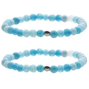 2PCS Stackable Orange Weathered Agate Gemstone 6mm Round Beads Stretch Bracelet 6.5 Inch Multi Strand Stacking Unisex (Orange Weathered Agate)