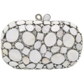 Boutique De FGG Synthetic Shell Evening Bags and Clutches for Women Formal, Wedding Bridal Rhinestone Handbags and Purses