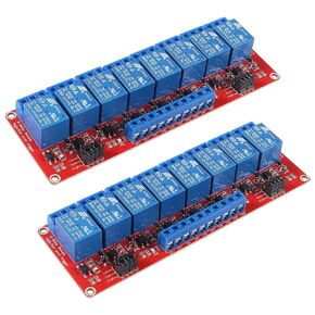 2PCS DC 5V 8 Channel Relay Module with Optocoupler Isolated Support High and Low Level Trigger 8 Ways Relay Switch Module (5V)
