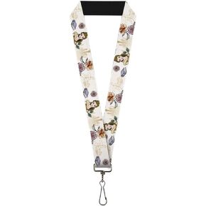 Lanyard Beauty and the Beast Belle Pose with Script and Flowers White
