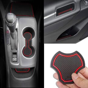 Auovo Anti dust Mats for Chevy Equinox Accessories 2018 2019 2020 2021 2022 2023 Interior Custom Fit Door Pocket Liners Cup Holder Pads Console Mats(14pcs/Set) (Red Trim)