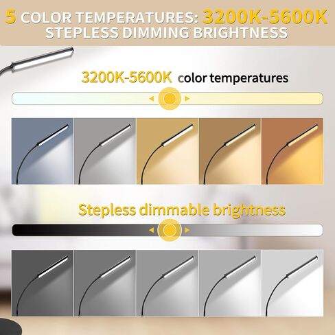 TwoWin Standing Led Floor Lamp for Living Room Bedroom Office Salon, Adjustable Goose Neck Tall Corner Lamp Led Light Dimmable Bright Flexible Reading Floor Lamp with Romote Control 5 Color in Kuwait