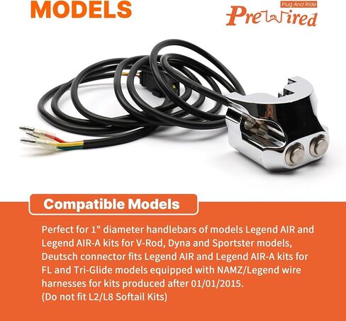 1 Inch Dyna Sportster Air Ride Suspension Kit Handlebar Mounted Air Ride Control Switches for Harley Dyna/V-Rod/Sportster with AERO and AERO-A, Chrome in Saudi Arabia