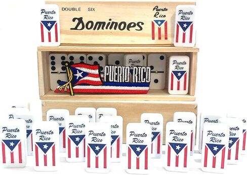 Puerto Rico Dominoes Accessories Puerto Rican Quality Made Domino in Wooden Box - Adult Size, Boricua Style Family Game in Saudi Arabia