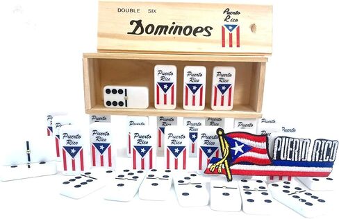 Puerto Rico Dominoes Accessories Puerto Rican Quality Made Domino in Wooden Box - Adult Size, Boricua Style Family Game in Saudi Arabia