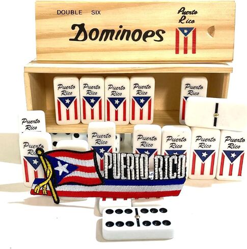 Puerto Rico Dominoes Accessories Puerto Rican Quality Made Domino in Wooden Box - Adult Size, Boricua Style Family Game in Saudi Arabia
