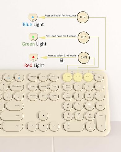 لوحة مفاتيح بلوتوث هادئة - لوحة مفاتيح لاسلكية جمالية متعددة الأجهزة - 110 مفاتيح بالحجم الكامل لوحة مفاتيح نحيفة لطيفة لأجهزة الكمبيوتر المحمول والكمبيوتر والكمبيوتر الشخصي والكمبيوتر المحمول ونظام التشغيل Windows وMac OS وAndroid (كاكي) in Kuwait