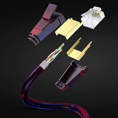 Maximm Cat 8 Ethernet Cable 12 ft, Flat Cable with Gold-Plated RJ45 Connector, LAN Internet Cable, Network Cable for Modems, Routers, High Speed, Black in Saudi Arabia