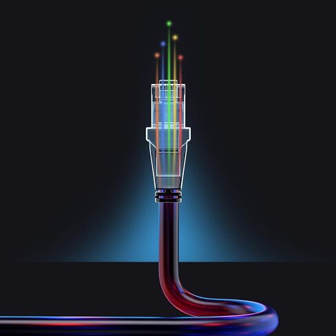 Maximm Cat 8 Ethernet Cable 12 ft, Flat Cable with Gold-Plated RJ45 Connector, LAN Internet Cable, Network Cable for Modems, Routers, High Speed, Black in Saudi Arabia