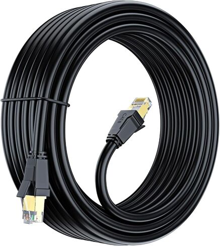 Maximm Cat 8 Ethernet Cable 12 ft, Flat Cable with Gold-Plated RJ45 Connector, LAN Internet Cable, Network Cable for Modems, Routers, High Speed, Black in Saudi Arabia