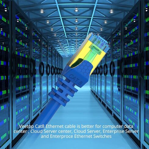 CAT8 Ethernet Cable 30FT 1 Pack Veetop 40Gbps 2000Mhz High Speed Gigabit SFTP LAN Network Internet Cables with RJ45 Gold Plated Connector for Router, Modem, Gaming, Xbox in Kuwait