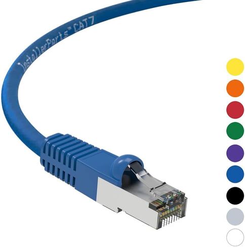 InstallerParts Ethernet Cable CAT7 Cable Shielded (SSTP) Booted 10 FT - Blue - Professional Series - 10Gigabit/Sec Network/High Speed Internet Cable, 600MHZ in Saudi Arabia