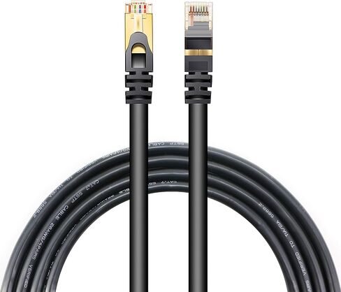 كابل PASOW Premium Cat7 Ethernet مزدوج الحماية 10 جيجابت 600 ميجا هرتز Cat 7 كابل تصحيح إيثرنت خارجي موصل RJ45 لشبكة LAN لجهاز التوجيه المودم (30 قدمًا) in Kuwait