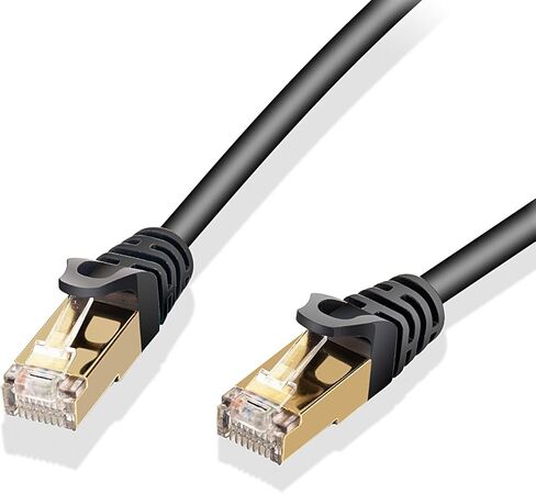 كابل PASOW Premium Cat7 Ethernet مزدوج الحماية 10 جيجابت 600 ميجا هرتز Cat 7 كابل تصحيح إيثرنت خارجي موصل RJ45 لشبكة LAN لجهاز التوجيه المودم (30 قدمًا) in Kuwait