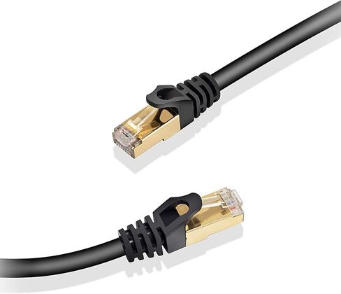 كابل PASOW Premium Cat7 Ethernet مزدوج الحماية 10 جيجابت 600 ميجا هرتز Cat 7 كابل تصحيح إيثرنت خارجي موصل RJ45 لشبكة LAN لجهاز التوجيه المودم (30 قدمًا) in Kuwait