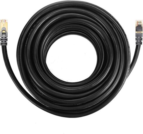 كابل PASOW Premium Cat7 Ethernet مزدوج الحماية 10 جيجابت 600 ميجا هرتز Cat 7 كابل تصحيح إيثرنت خارجي موصل RJ45 لشبكة LAN لجهاز التوجيه المودم (30 قدمًا) in Kuwait