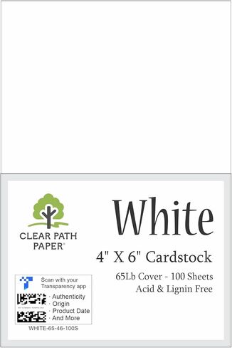 White Cardstock - 4 x 6 inch - 65Lb Cover - 100 Sheets - Clear Path Paper in Saudi Arabia