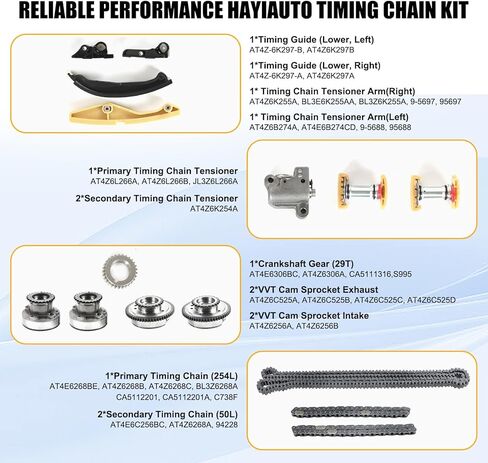 90738S مجموعة سلسلة توقيت المحرك مع VVT Cam Phaser AT4Z-6C525-B يناسب Ford Edge Expedition Explorer F150 Flex Mustang Taurus Transit 3.7L 3.5L F150 مجموعة سلسلة التوقيت AT4Z-6268-A in Kuwait
