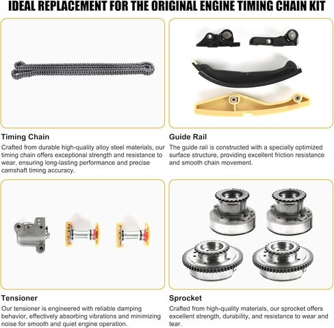 90738S مجموعة سلسلة توقيت المحرك مع VVT Cam Phaser AT4Z-6C525-B يناسب Ford Edge Expedition Explorer F150 Flex Mustang Taurus Transit 3.7L 3.5L F150 مجموعة سلسلة التوقيت AT4Z-6268-A in Kuwait