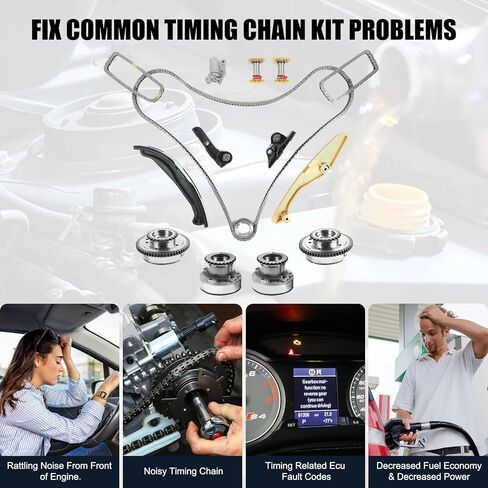 90738S مجموعة سلسلة توقيت المحرك مع VVT Cam Phaser AT4Z-6C525-B يناسب Ford Edge Expedition Explorer F150 Flex Mustang Taurus Transit 3.7L 3.5L F150 مجموعة سلسلة التوقيت AT4Z-6268-A in Kuwait