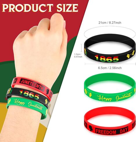 Sratte 120 Pcs Happy Juneteenth Party Rubber Bracelets Black Freedom Day Party Supplies Black History Month Bracelets Juneteenth Wristbands Silicone Black Freedom Day Bracelets for Party Favors in Saudi Arabia