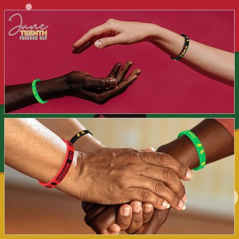 Sratte 120 Pcs Happy Juneteenth Party Rubber Bracelets Black Freedom Day Party Supplies Black History Month Bracelets Juneteenth Wristbands Silicone Black Freedom Day Bracelets for Party Favors in Saudi Arabia