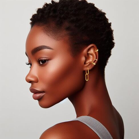 حلق أذن هاجي مطلي بالذهب عيار 14 قيراط للنساء بمشبك على الغضروف | الذهب للتحويل ربط القرط مشبك الورق ربط سلسلة القرط استرخى القرط المستطيل in Kuwait