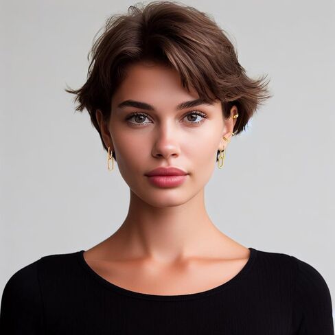 حلق أذن هاجي مطلي بالذهب عيار 14 قيراط للنساء بمشبك على الغضروف | الذهب للتحويل ربط القرط مشبك الورق ربط سلسلة القرط استرخى القرط المستطيل in Kuwait