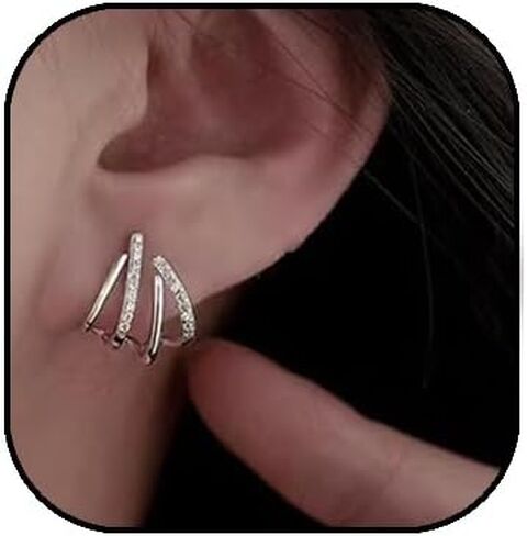 أقراط مخلب للنساء متألقة كريستال مخلب نصف هوب أقراط الحد الأدنى هيبوالرجينيك مخلب تشيكوسلوفاكيا الاعوجاج الكفة أقراط مجوهرات هدية للفتيات in Kuwait